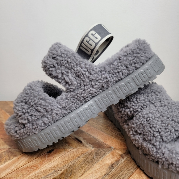 Grey Ugg Oh Fluffita Sandals Platform - Picture 6 of 9